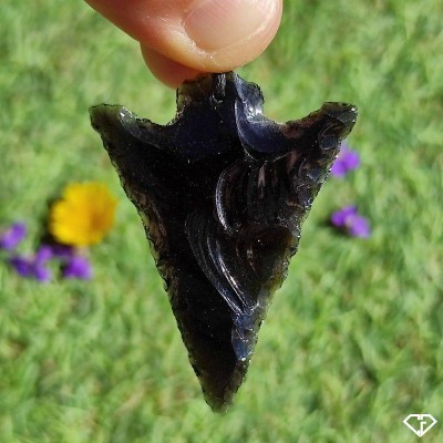 Pendentif pointe de flèche en Obsidienne naturelle