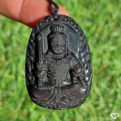 Pendentif Bouddha Acala en Obsidienne taillé du Mexique
